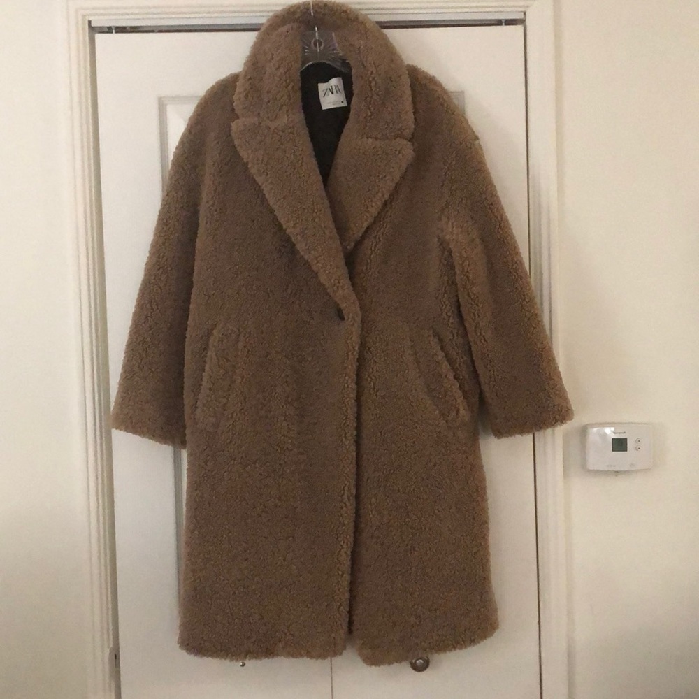 Zara plush long jacket S